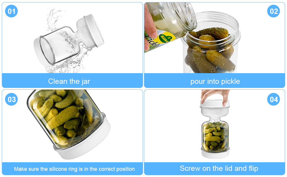 Chaokant Pickle Jar, Pickle Container with Strainer, Olive Hourglass