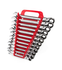 Stubby Ratcheting Combination Wrench Set, 12-Piece (8-19 mm) - Holder