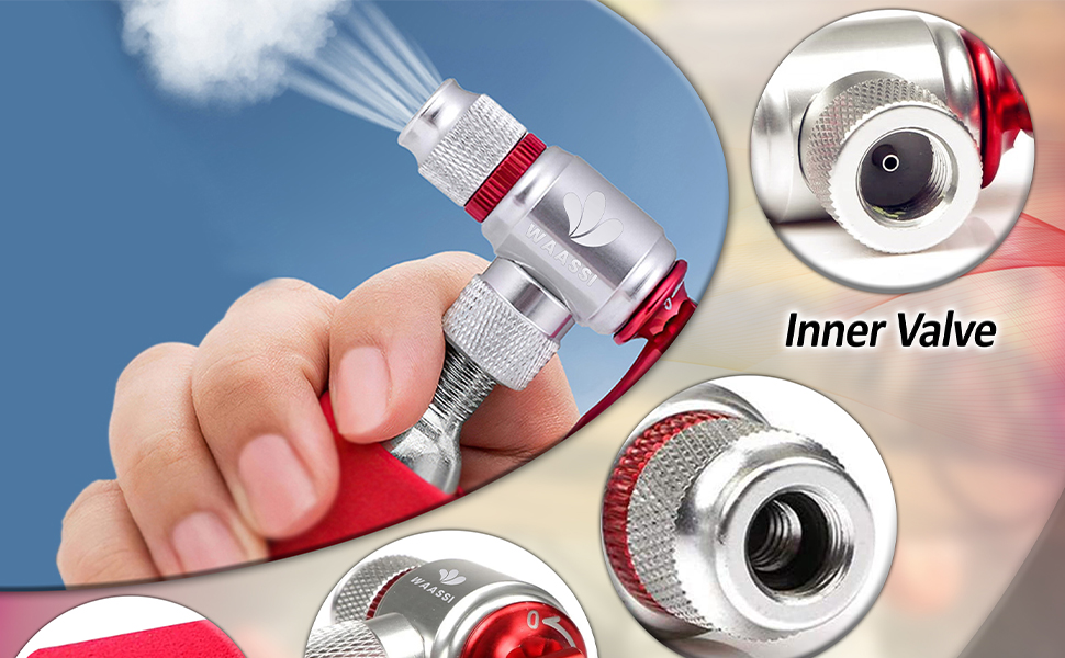CO2 Inflator with Insulated Sleeve Quick & Easy Presta and Schrader Valve Compatible
