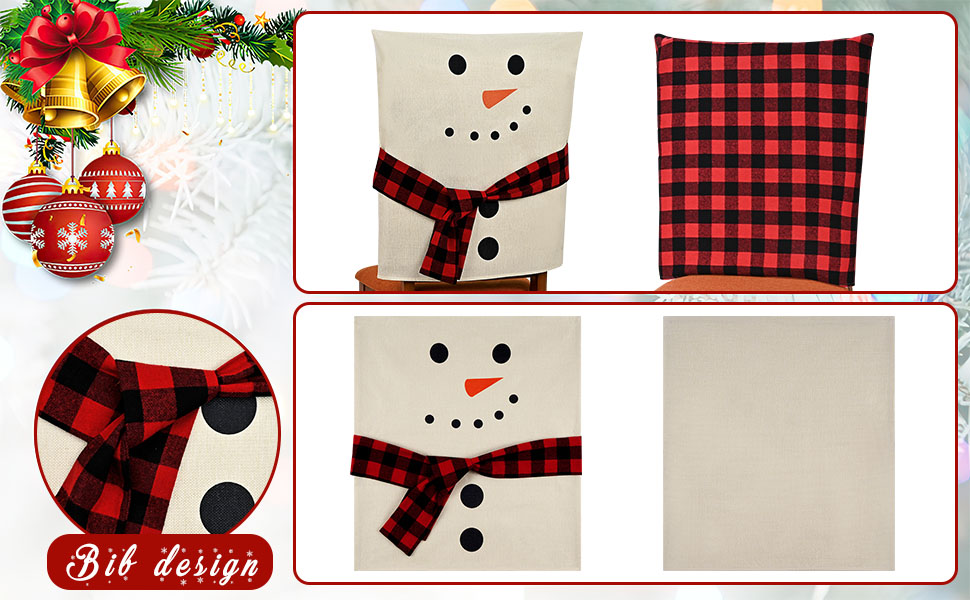FRAMICS Christmas Chair Covers Set of 4, Snowman Chair