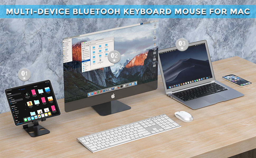 Bluetooth Keyboard Mouse for Mac OS, Ultra Slim
