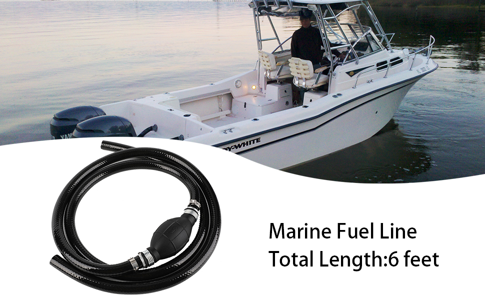 Marine Fuel Line 3/8 Inch 6FT with Primer Bulb Steel Hose