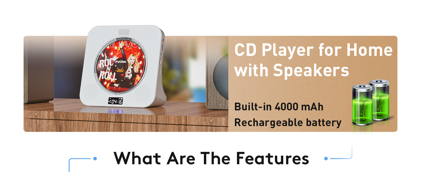 QUALORI CD Player Portable with Bluetooth Desktop CD Player