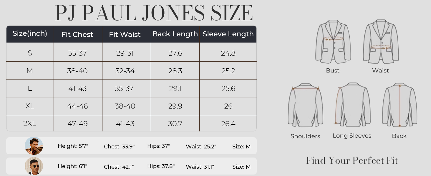 Mens Blazer Size Chart