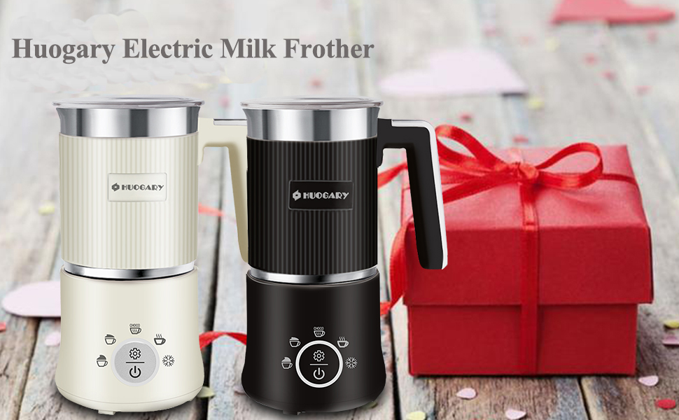 Huogary Electric Milk Frother and Steamer 4 In 1 Hot and