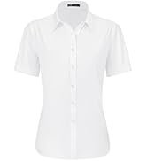 J.VER Womens Button Down Shirts Stretch Wrinkle Free Formal Short Sleeve Dress Shirt Summer Work ...