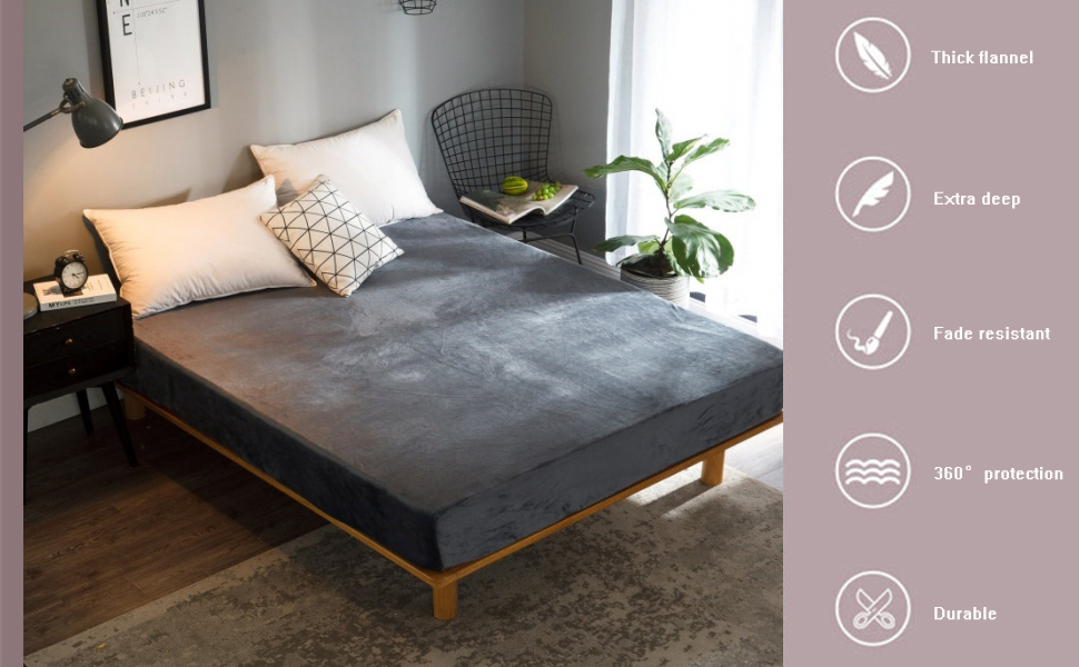 Twin Fitted Sheet Plush Shaggy Ultra Soft Fitted Twin Sheet, Fuzzy Flannel