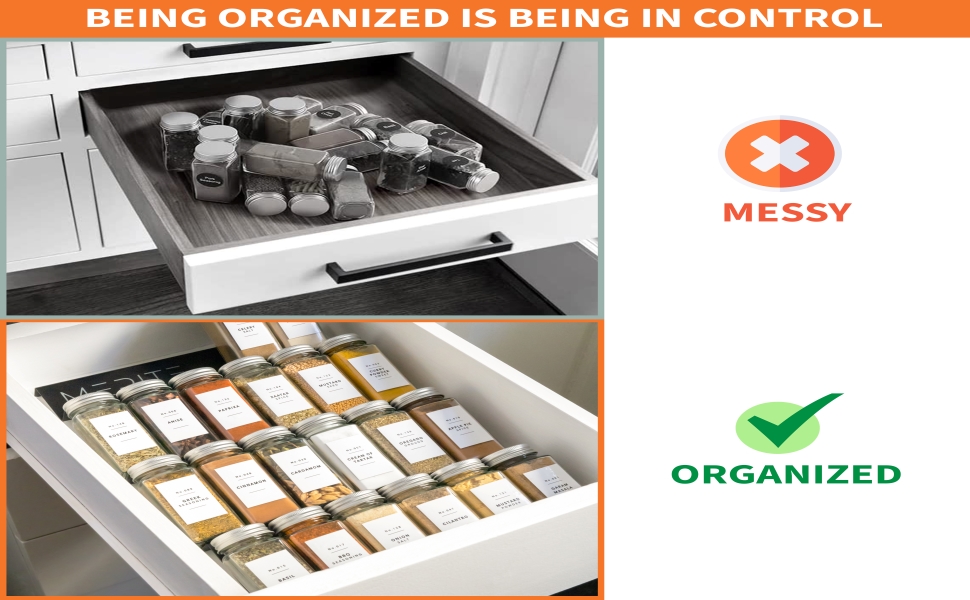 Merite Spice Rack Drawer Organizer for Kitchen Organizers and Storage