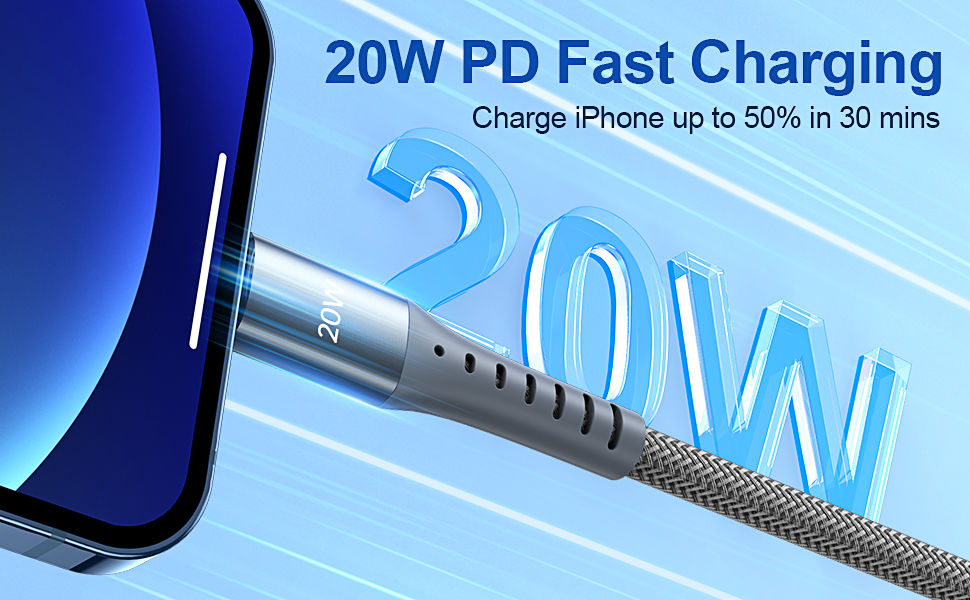 USB C to Lightning Cable,2Pack 0.3M USB C iPhone Charger Cable MFi