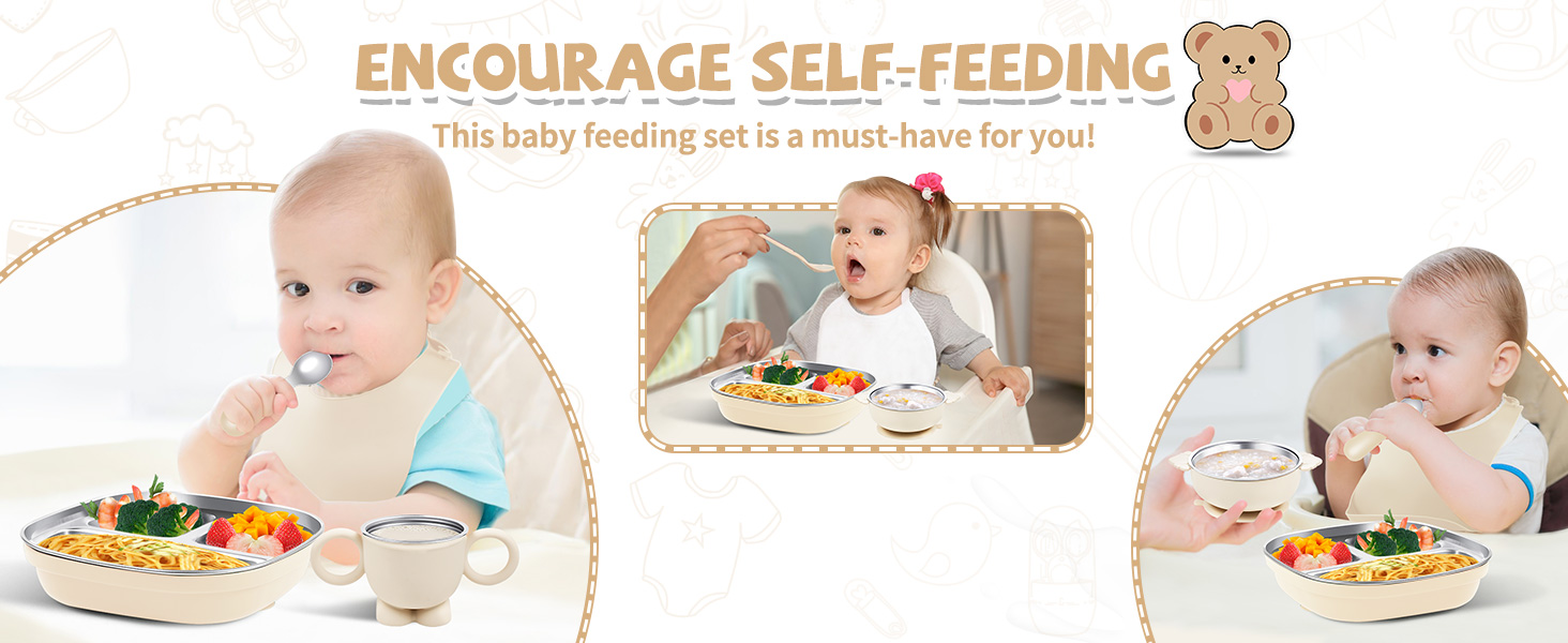 Stainless Steel Kids Plates and Bowls