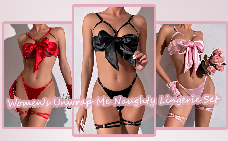 Women's Unwrap Me Naughty Lingerie Set