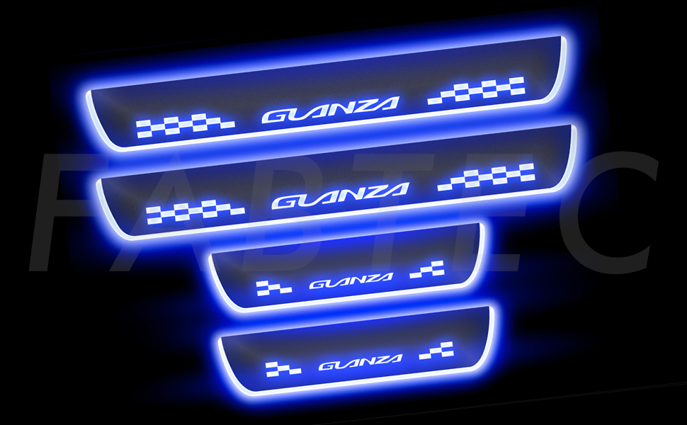 Fabtec Car Door Foot Step Sill Plate with Mirror Finish LED Car Sill