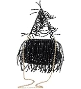 Miuco Bead Tassel Clutch Purse Bags For Women Handmade Beaded Handbags Evening bag with Chain Strap