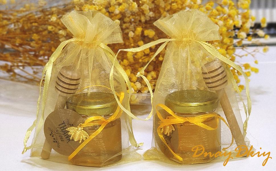 DnayDkiy 40Count Mini Hexagonal Honey Jars with Dippers