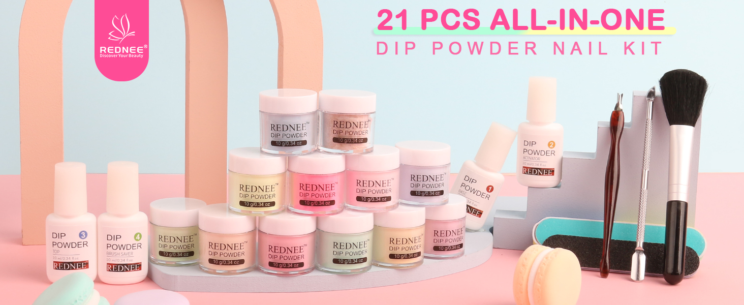 QUICK DRY DIPPING POWDER KIT 12 x Color Powder 4 x Dip Powder Liquid 5 x Nail Tool