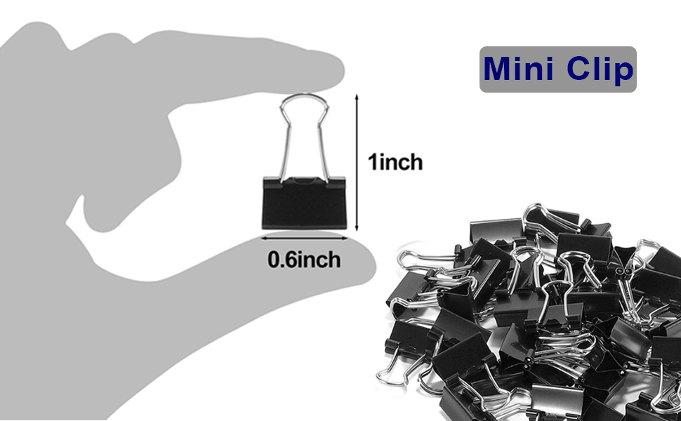 Ufmarine 120 Pcs Mini Binder Clips 15 mm, Black Small
