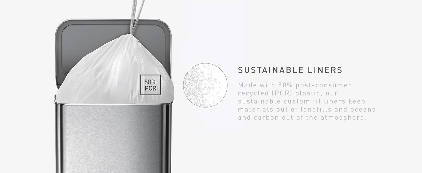 Sustainable Liners | Made with 50% post-consumer recycled plastic