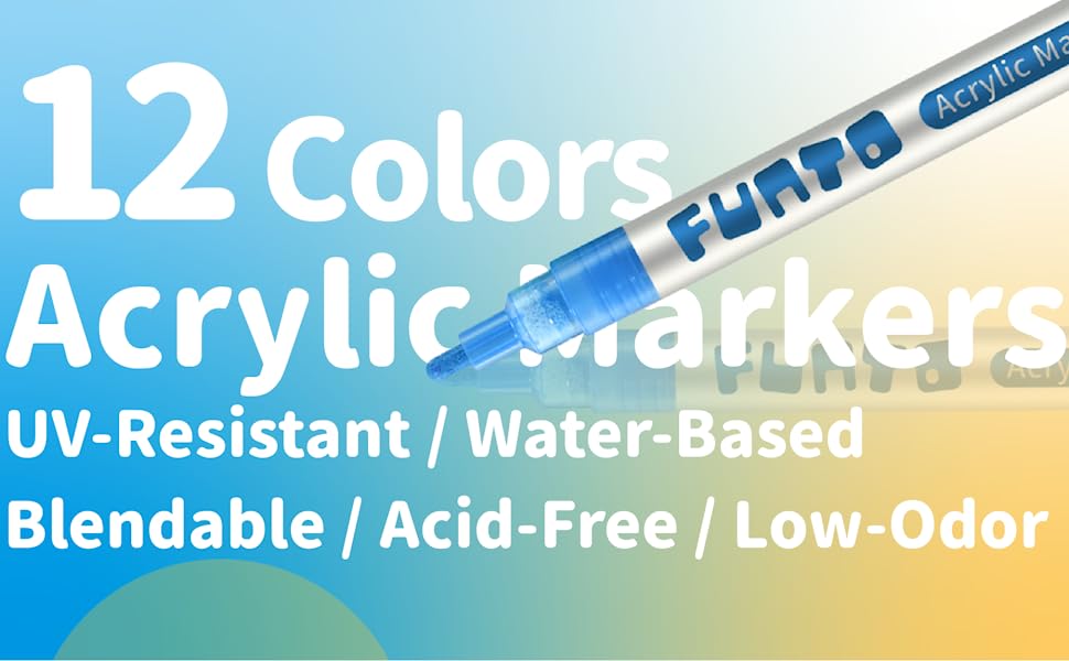 12 colors acrylic markers