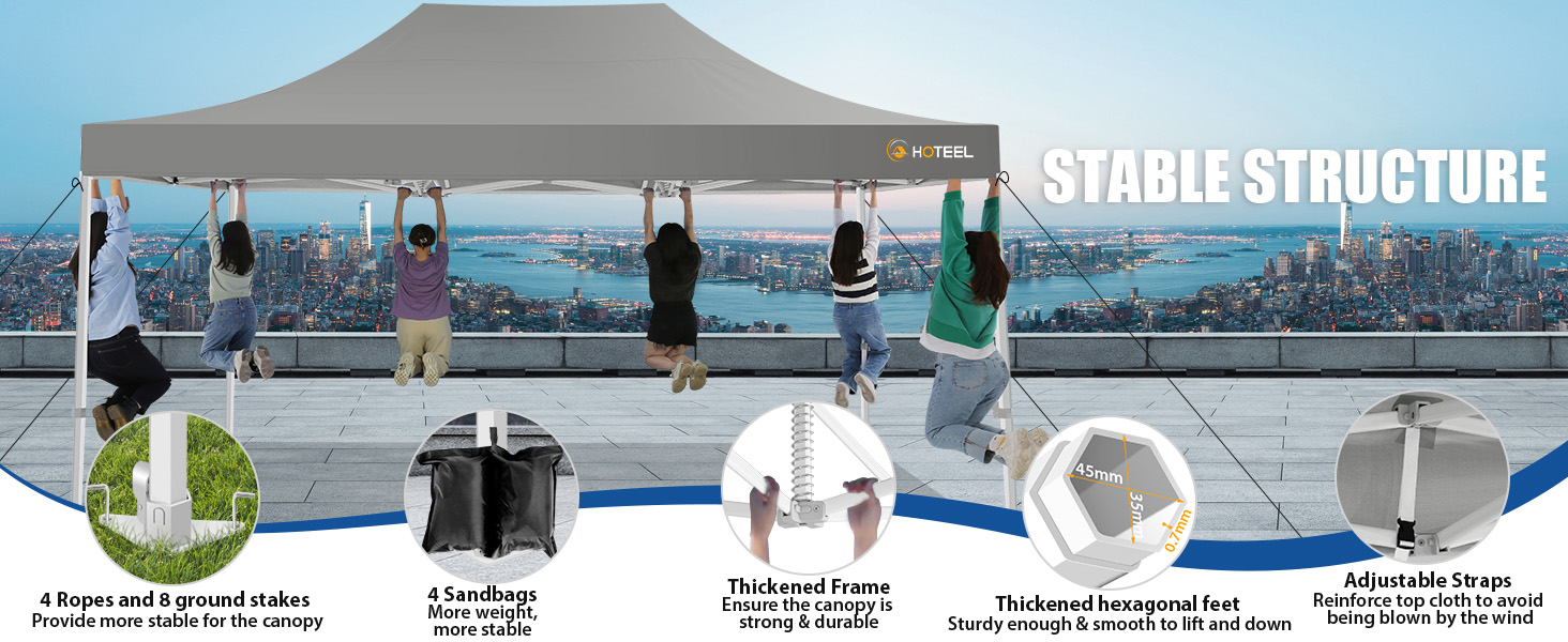 Hoteel Canopy 10x15 Heavy Duty Pop Up Canopy Tent with 4