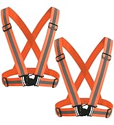 2-Pack Reflective Vest, Lightweight, Adjustable & Elastic, Reflective Gear for Night Running, Jog...