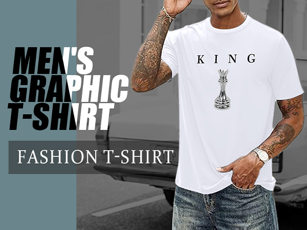 Kelxjia Men's King Chess Shirt Graphic Tees Designer Printed