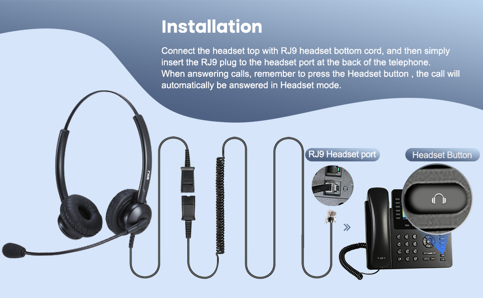 desk phone headset with mic for office phone
