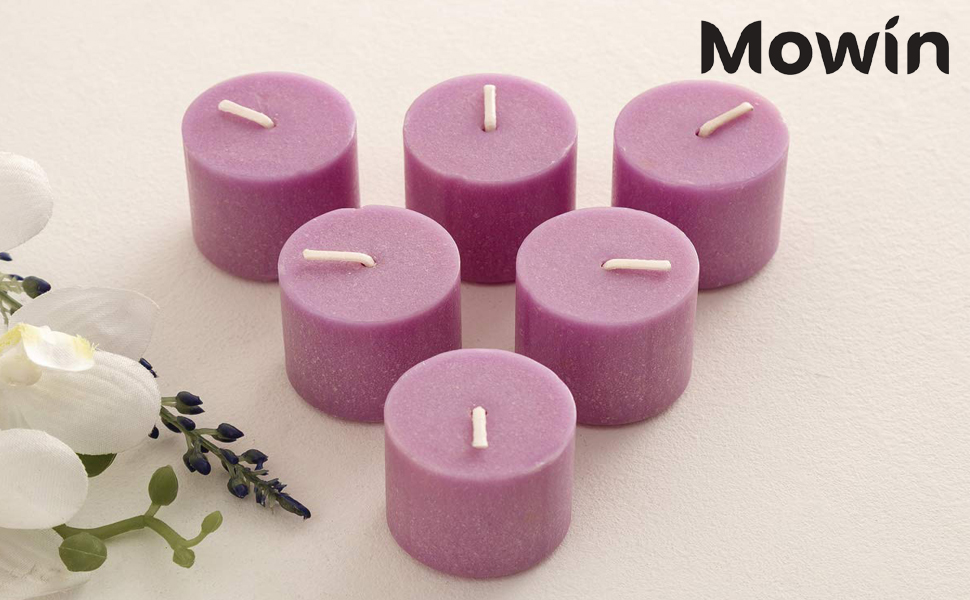 MOWIN Votive Candles Unscented Smokeless Wax Candles Set of 6 Votive