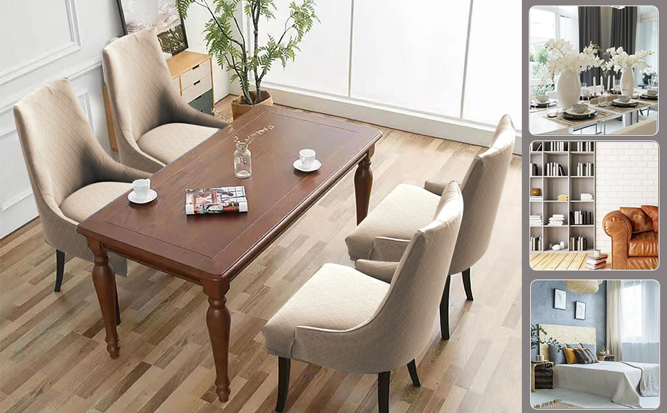 LANSHENG Stretch Rhombic Geometric Wingback Chair Covers