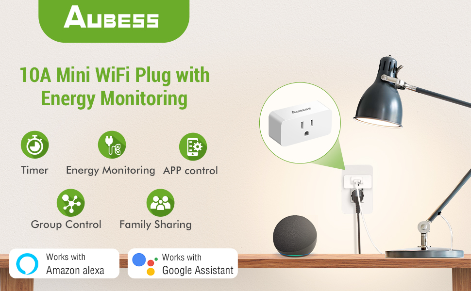 Aubess Smart Plugs with Energy Monitoring, Smart Plugs That Work with