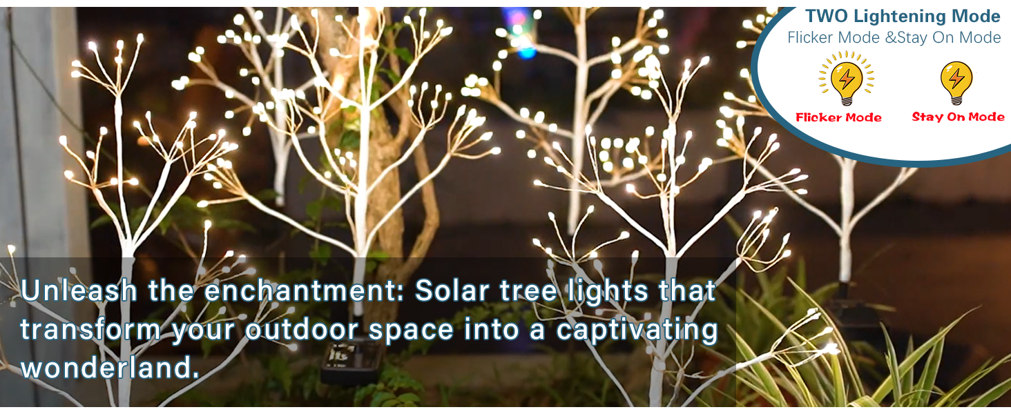 TONULAX Solar Garden Lights Solar Tree Lights with 2 Lighting Modes