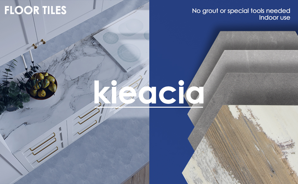 Kieacia Peel and Stick Floor Tile, 15 PCS Hexagon Dark