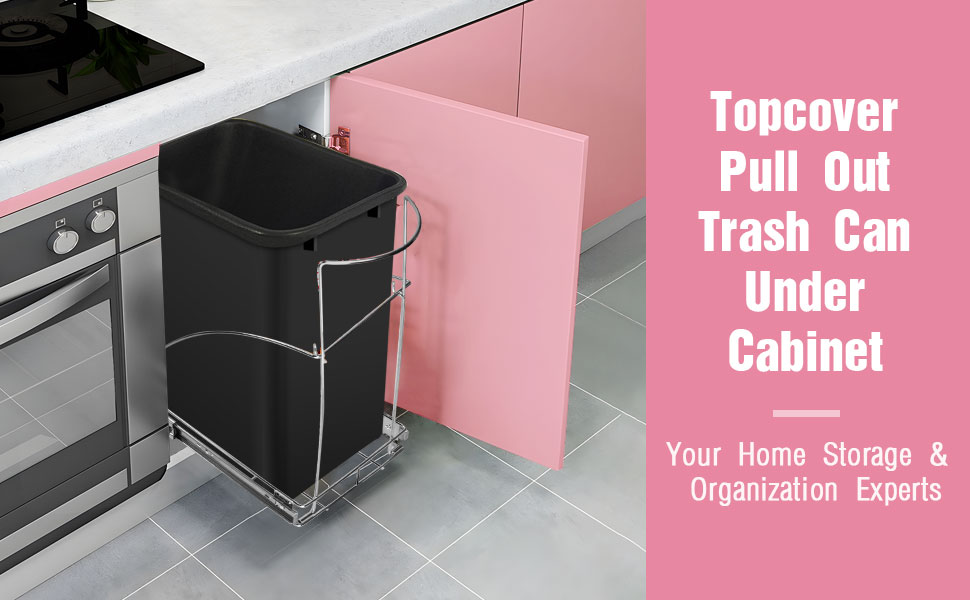 Topcover Pull Out Trash Can Under Adjustable Under