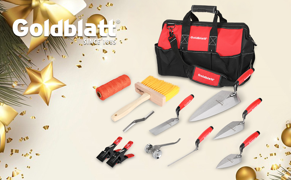 Goldblatt 12PC Masonry Hand Tool Set Organized in Tool Bag