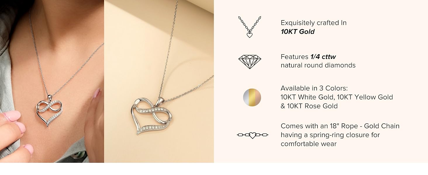 infinity pendant with heart, diamond heart necklace, gift for women, diamond gift for woman
