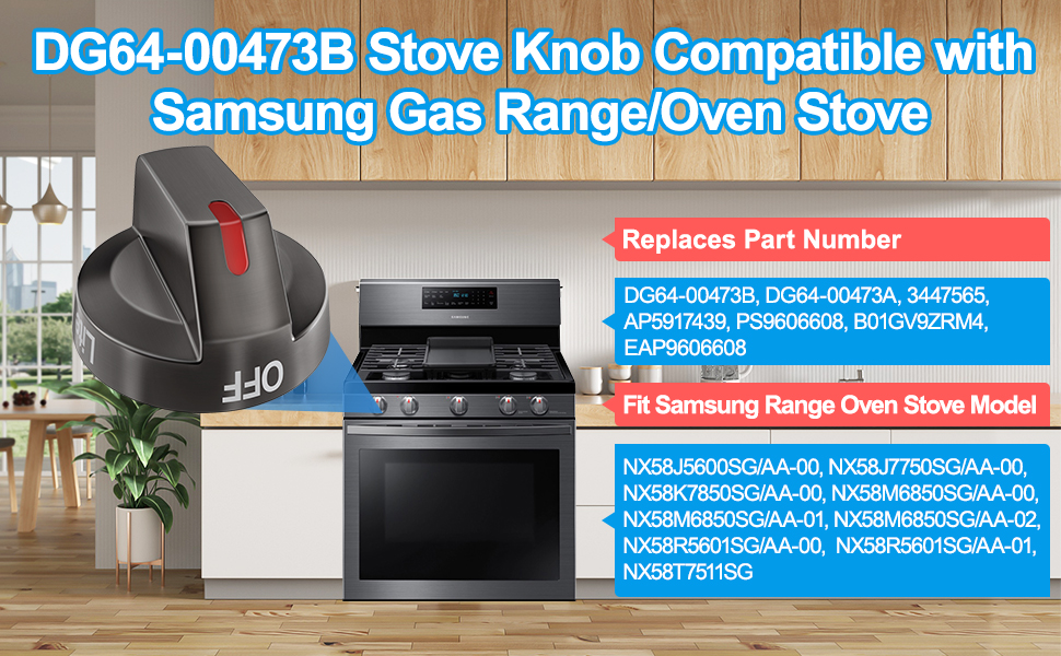 [Upgraded] DG6400473B Stove Knobs Compatible with Samsung