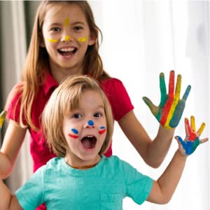 Funto Washable Finger Paint for Kids, Safe & Non-Toxic Finger Painting for Toddlers 1-3, Bath Paint, Toddler Art Painting Supplies, Kids Age 1 2 3 4 5 6+, 10 Assorted Colors(2.1 fl.oz) 21 bright colors