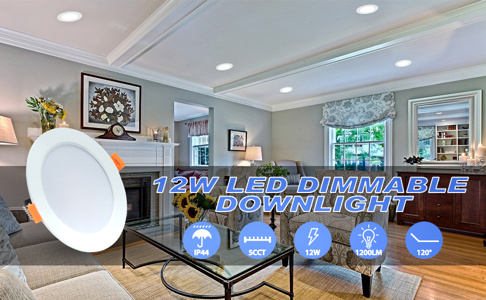 Yafido 10pcs Dimmable LED Recessed Ceiling Light 12W IP44 1200LM LED