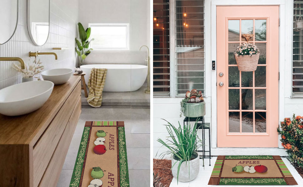 Apple Kitchen Rugs Kitchen Mats for Floor 2 Piece, Anti Fatigue Floor Mat for