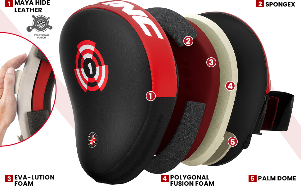 RDX Boxing Pads Focus Mitts, Maya Hide Leather Curved Hook and Jab