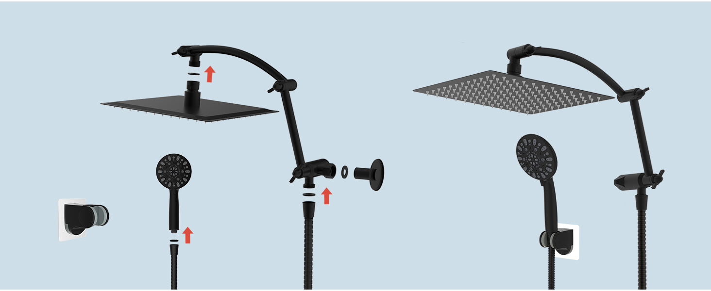 Hibbent All Metal Shower Head,10'' High Pressure Rain Shower Head