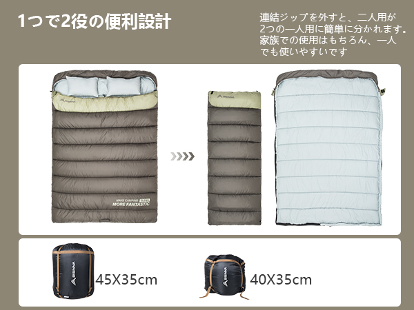 【スピード発送】BISINNA キャンプ寝袋 二人用 シュラフ 3kg アウトド スピード発送】BISINNA キャンプ寝袋 二人用 シュラフ 3kg