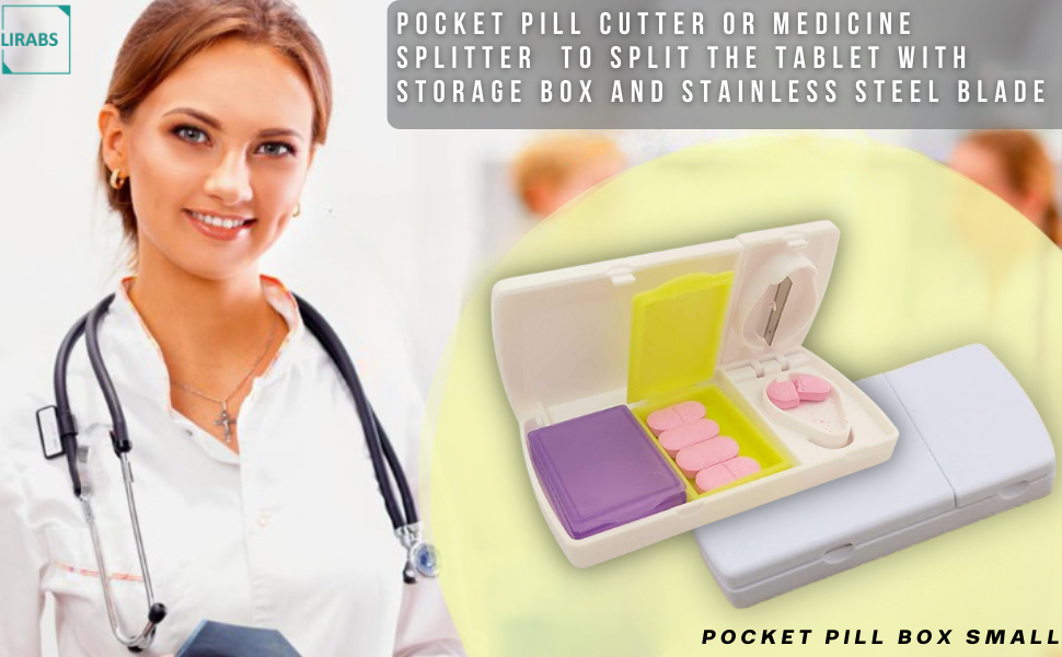 LIRABS® Pocket Pill Cutter or Pill Splitter or Medicine Cutter to split