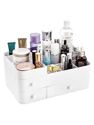  Makeup Organizer for Vanity, Large Capacity Desk Organizer with Drawers for Cosmetics