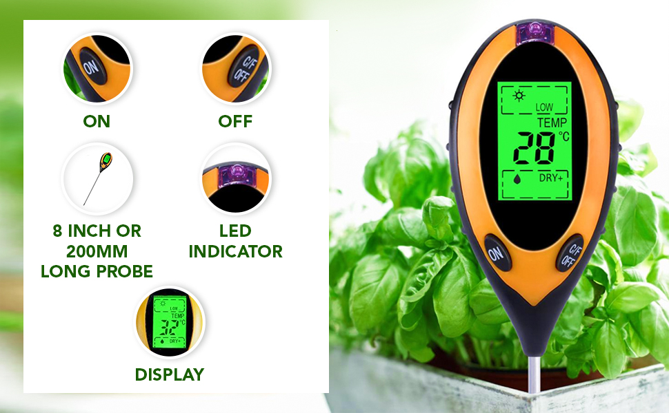 Sharp choice LCD Display 4 in 1 Soil Tester,PH Moisture Meter Ph
