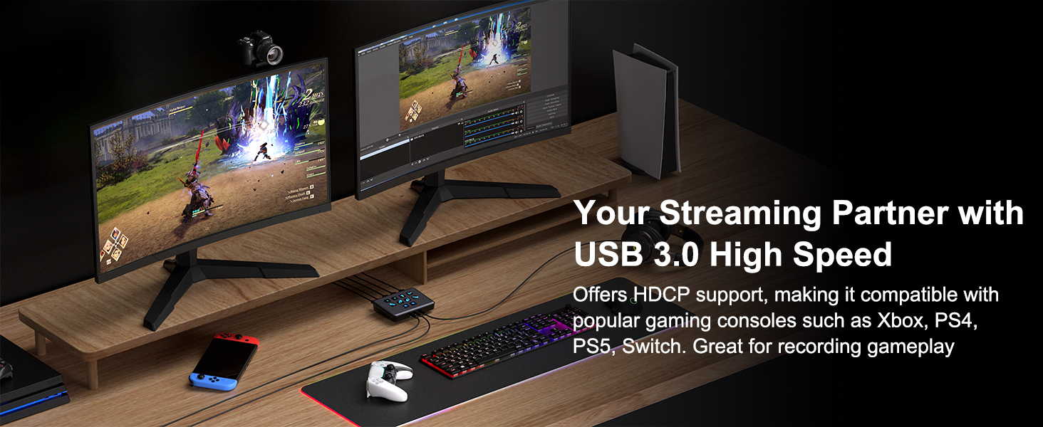 Dual-Channel Audio Video External Camera Capture Card