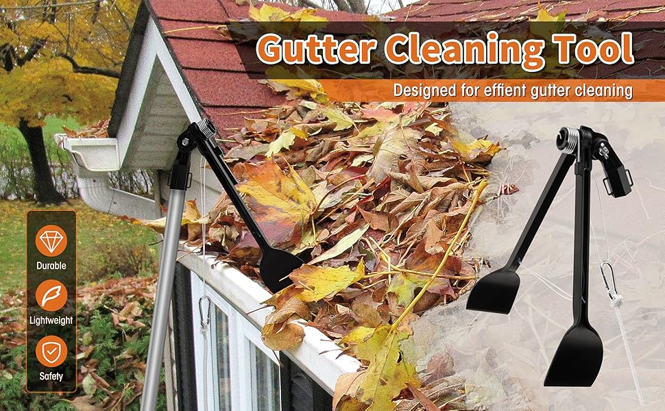 Gutter Cleaning Tools with 23Ft Nylon Rope and Extra Operating String