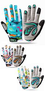 Cycling Gloves Kids Boys Girls Gel Padded Full Finger Road Bike Riding Mountain Bicycle