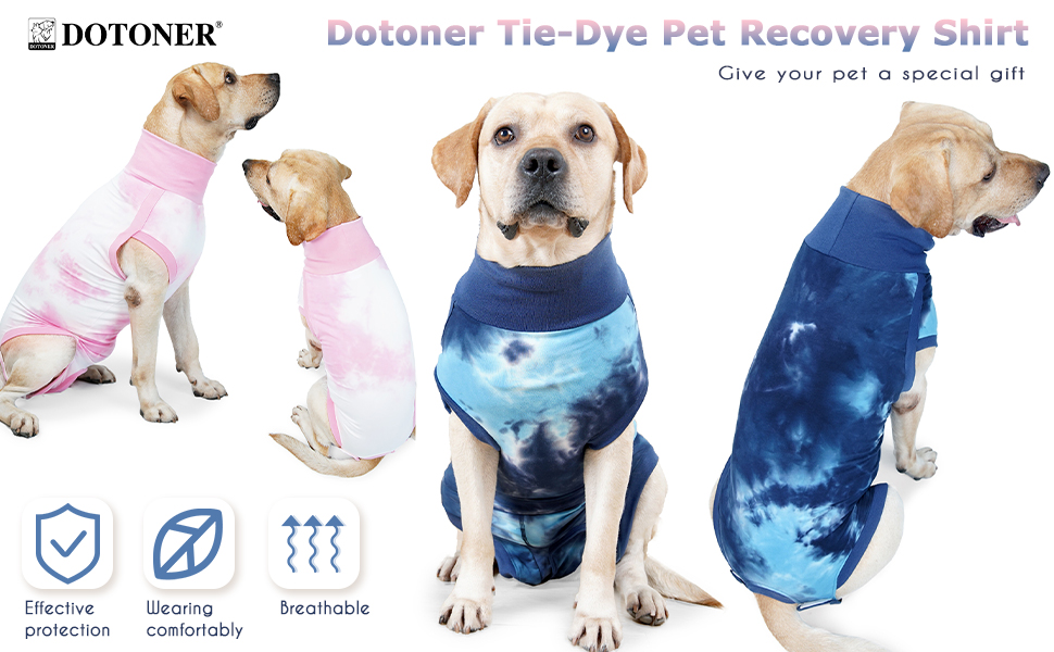 Dotoner Dog Recovery Suit TieDye Pet Recovery Shirt