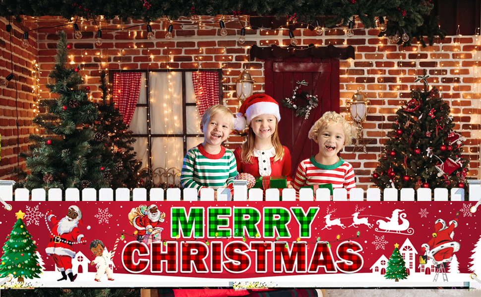 9.8x1.6ft African American Christmas Decorations Banner