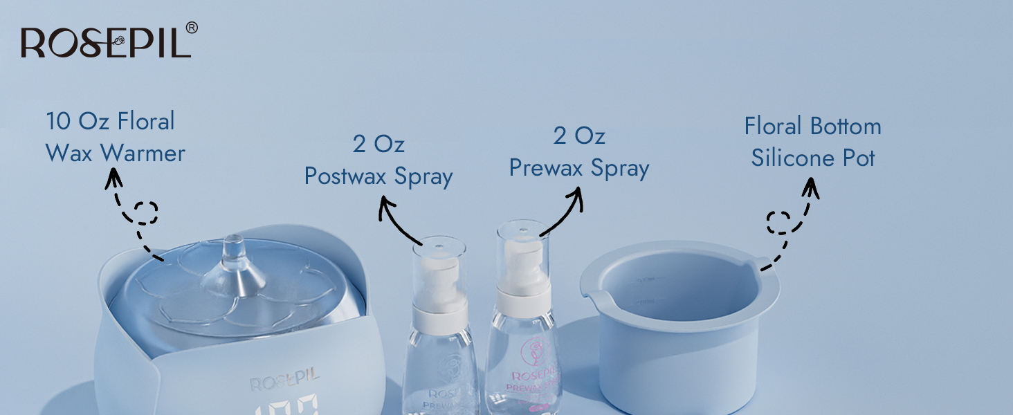 Rosepil Floral Wax Warmer Hair Removal Waxing Set